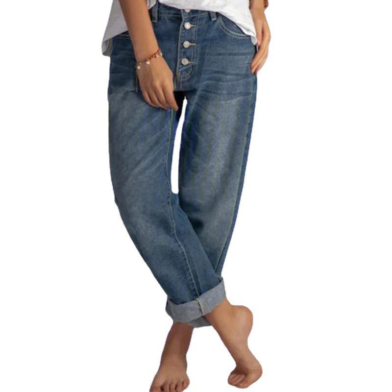 Exclusive Slimming Women's Straight-Leg Denim Pants: Casual, Versatile, and Simple Design
