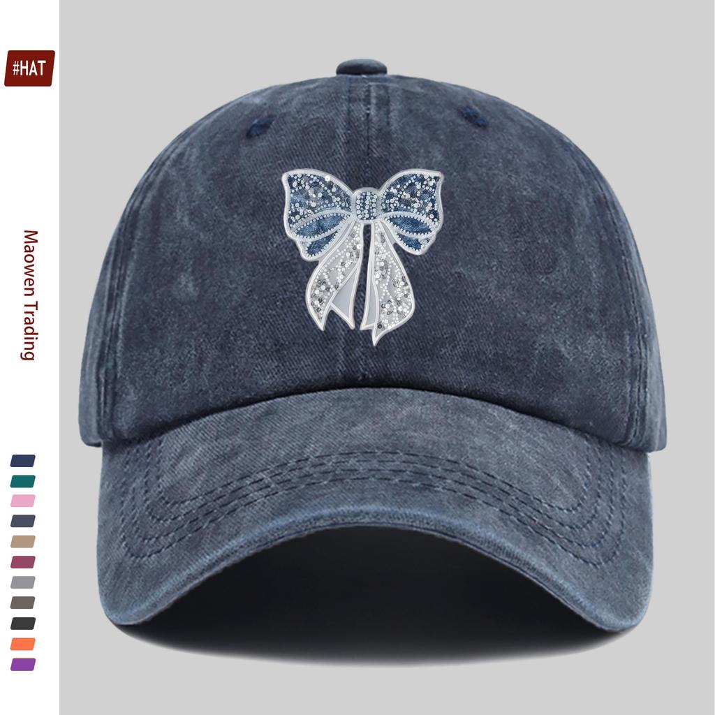 pc pcs for Mens Womens Adjustable Trucker Cap with Bow Print Vintage Washed Buckle Strap Lightweight Baseball Hat Suita