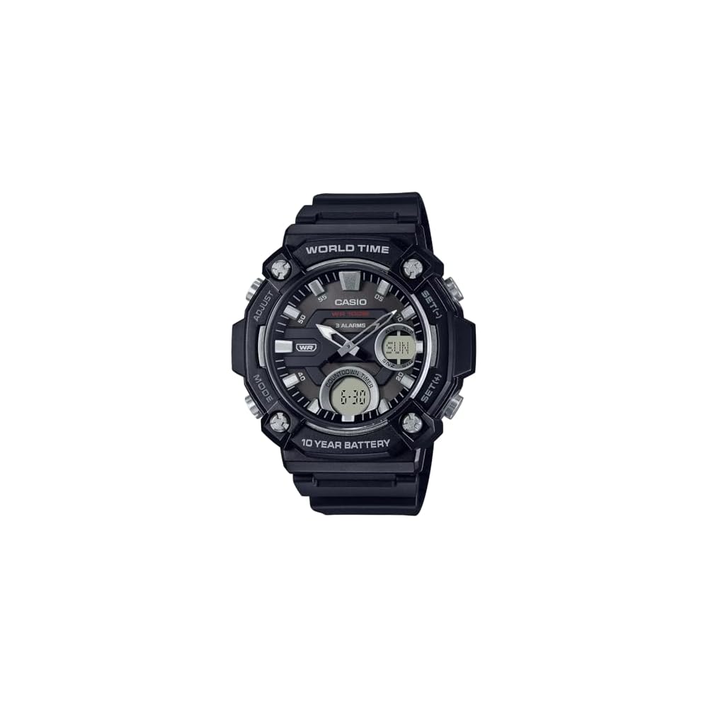 Casio World Time Telememo Analog-Digital Quartz Watch AEQ-120W-1AV Men s Black Imported Model