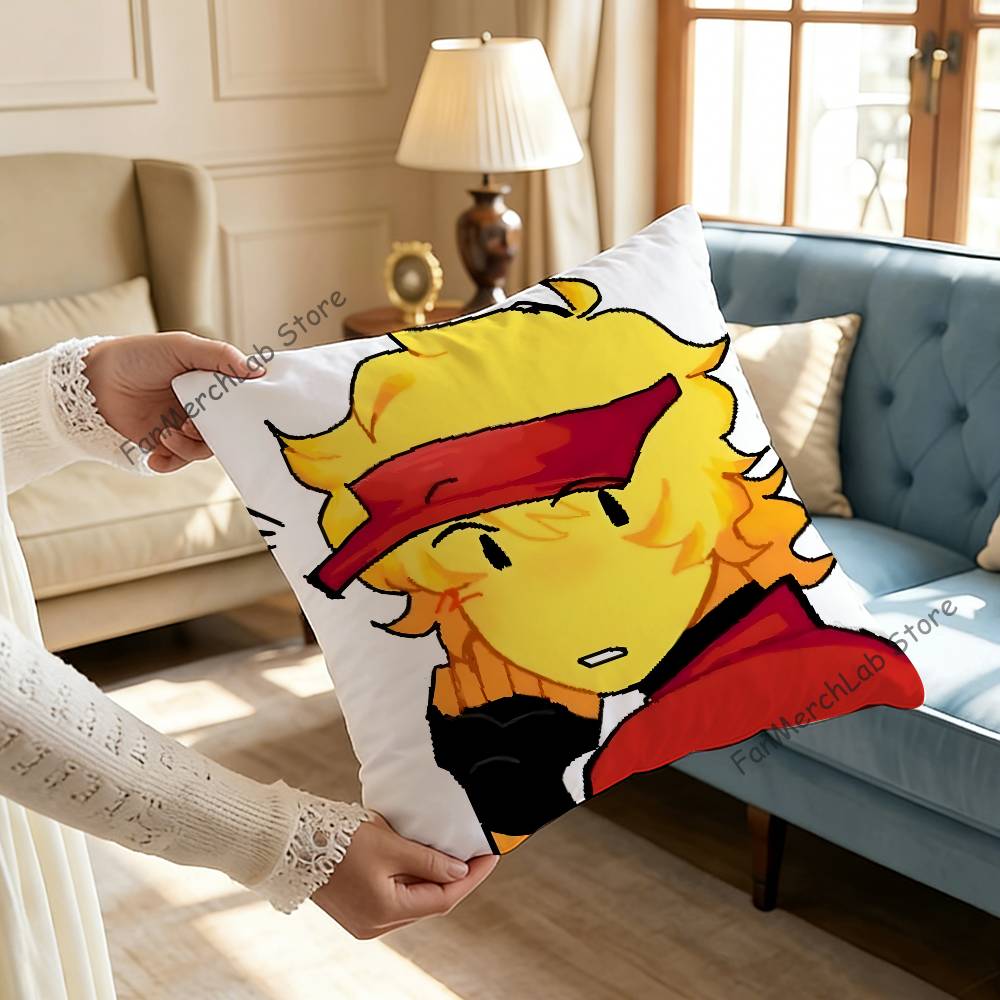 EElliot Anime Pizza Pillow Covers Cartoon Sofa Decorative Home Doublesided Printing Short Plush Cute Cushion Cover
