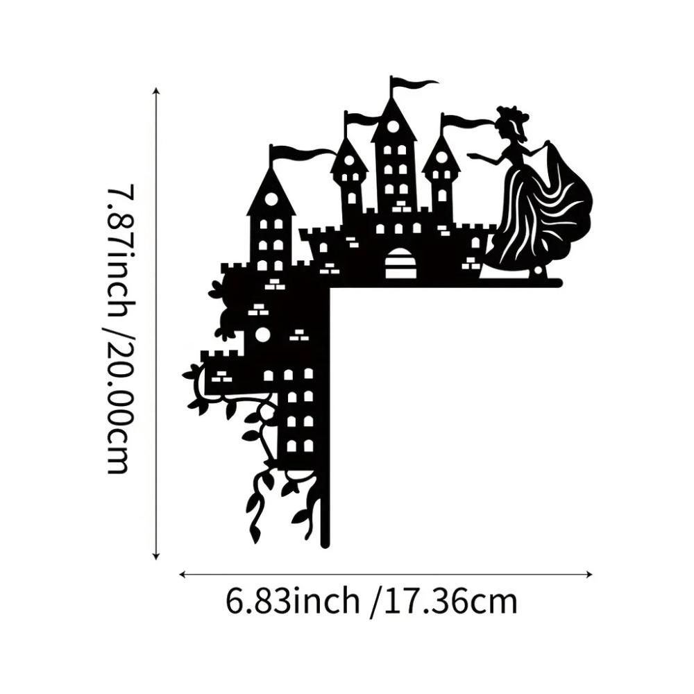 1 buc. Autocolante decorative de perete prințesă și castel - împodobesc colțurile și ramele ușilor, decor metalic pentru agățat perete pentru o atingere magică