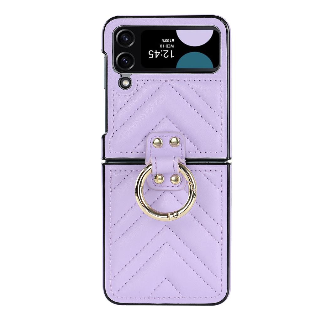 Z Flip5 Folding Mobile Phone Case Ring Suitable for Samsung Flip6 Small Fragrance Style Sub Mobile Phone Case Leather Case