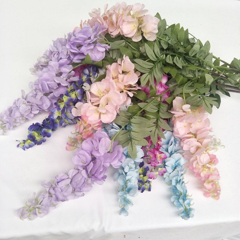 Purple Wisteria Artificial Hanging Flowers For Wedding Decor With Multicolor Options