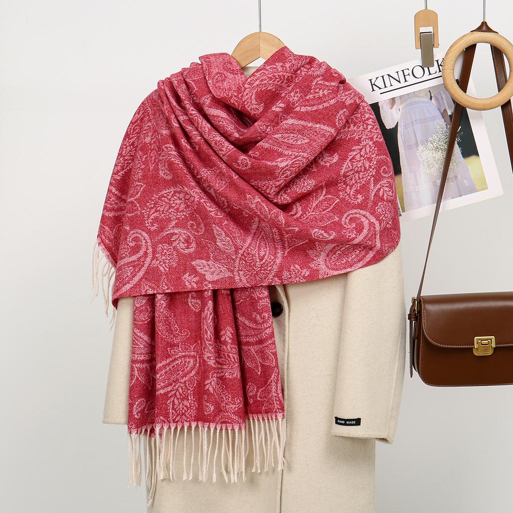 Fashion Jacquard Pashmina Scarf Tassels  Style Big Shawls Woman Autumn Warm Wraps Cape Female Thick Blanket 185*70cm