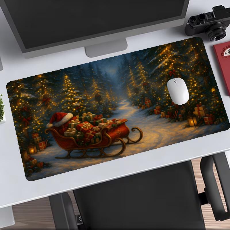 Christmas Extended Gaming Mouse Pad with Stitched Edges NonSlip Rubber Base Waterproof Desk Mat for Computer Laptop Office Gaming