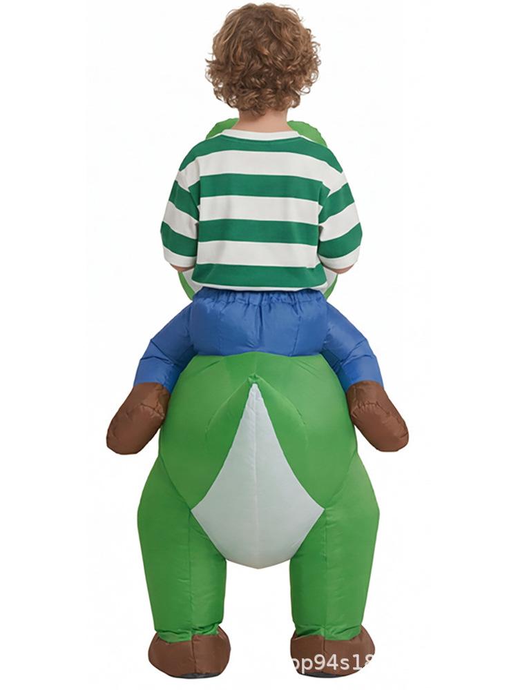 Yoshi Riding Inflatable Dinosaur Costume for Adults Kids Halloween Cosplay Blow Up Ride-On T-Rex Suit