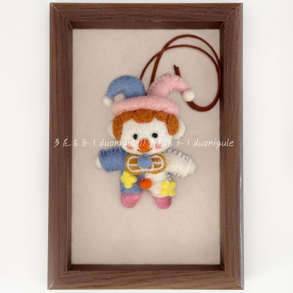 Nepal Handmade Wool Felt Circus Clown Ornament: Pink & Blue Bag Charm Keychain