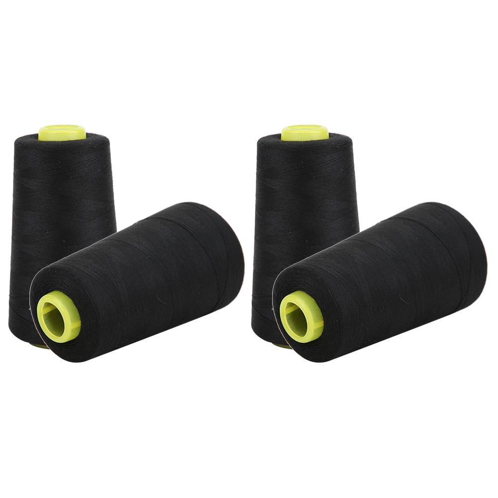 4PCS High Grade Polyester Thrd Sewing NaMachine Accessories Needle Thrd 3000 Yards for Clothes(Black )