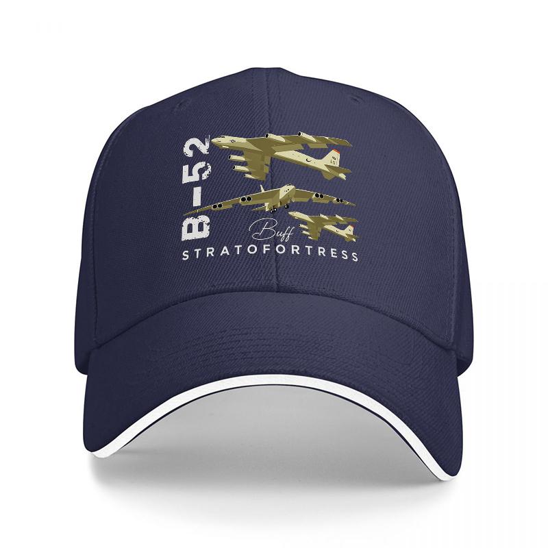 

B Stratofortress Aircraft Embroidered Baseball Cap Military Aviation Design Black Hat with Gold Plane Graphics Adjustable