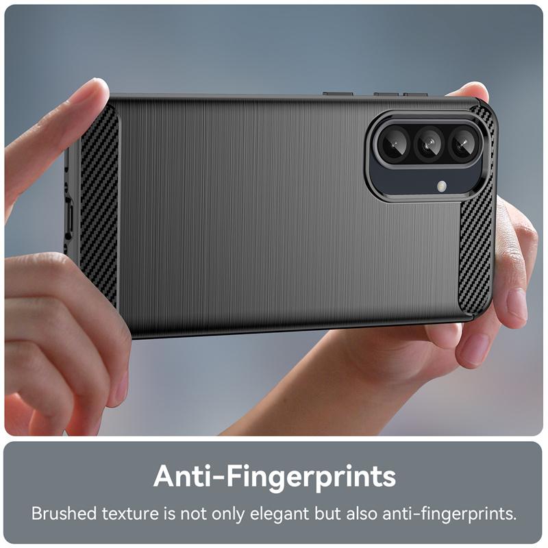 Shockproof Soft Silicone Bumper Brushed Case For Samsung Galaxy A16 A26 A36 A56 5G Coque Carbon Fiber Full Protection Back Cover