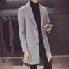 Red Woolen Men's Mid-Length Korean Style Slim Windbreaker Coat