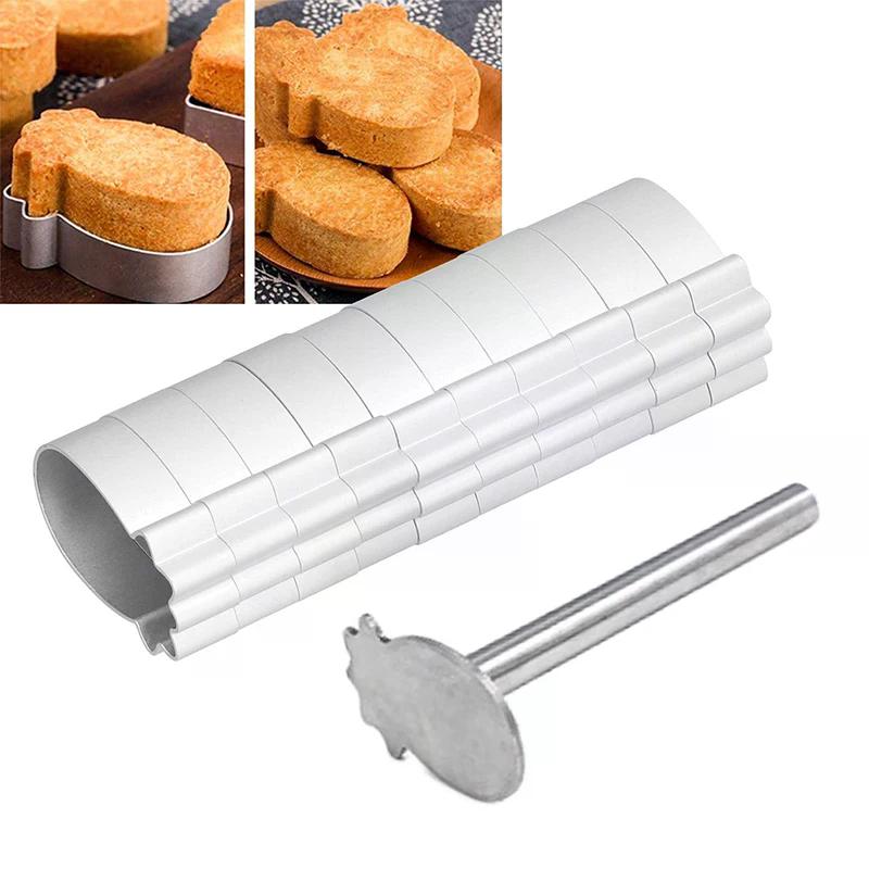 Rectangle Shape PineApple Cake Pie Biscuit Cutter Mold Stainless Steel Pulburon Molder With Pusher Cake Decorating Tools