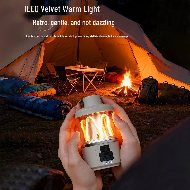 Rechargeable LED Camping Light with Adjustable Three-Color Modes and Long Battery Life.
