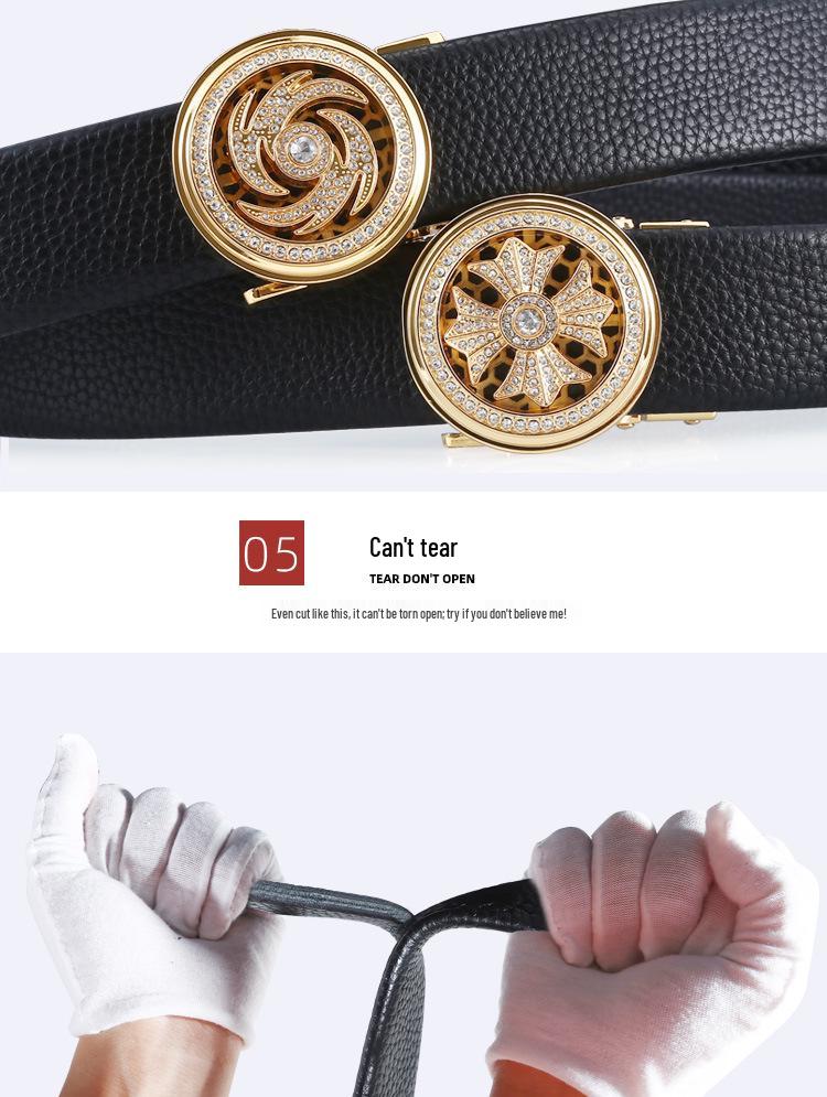 Pánský legovaný pásek z hovězí kůže s automatickou přezkou pro běžné a všestranné nošení