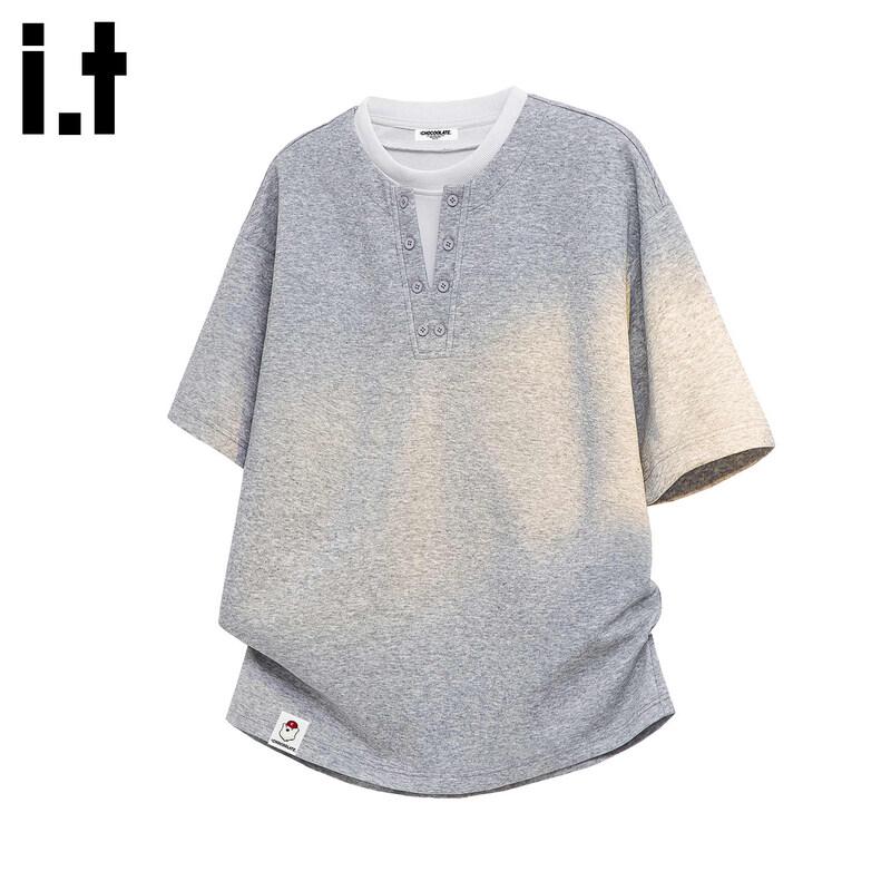 Men s Casual Faux Two-Piece Short Sleeve T-Shirt 2XL