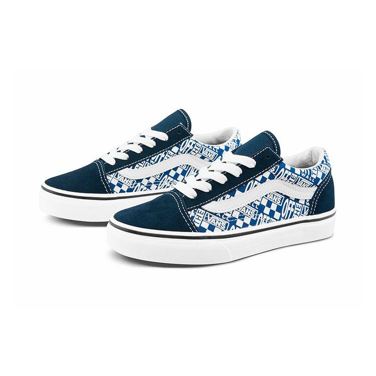 Vans Old Skool Canvas Low Top Kids Skate Shoes Kids Sneakers Blue White VN0A4BUU3U1