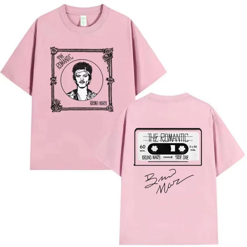 Bruno Mars The Romantic Tour 2026 Maglietta Uomo Moda Casual Cotone Manica Corta Magliette Uomo Vintage Hip Hop Abbigliamento Maglietta