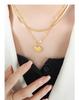 Double Layer Heart Pendant Titanium Necklace - Hip Hop Style, Non-fading Fashion Clavicle Chain for Women