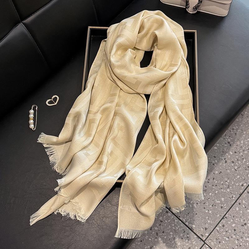 Spring And Summer Long Silk Scarves, High-End Versatile Tencel Cotton Scarves, Air-Conditioned Rooms, Neck Pads, Shawls, Travel Outfits