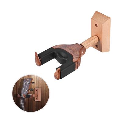 Wandhalterung für Ukulele, Ukulele, Uke, Aufhänger, Hakenhalter, Auto-Grip-System, Gummipolster, Holzsockel
