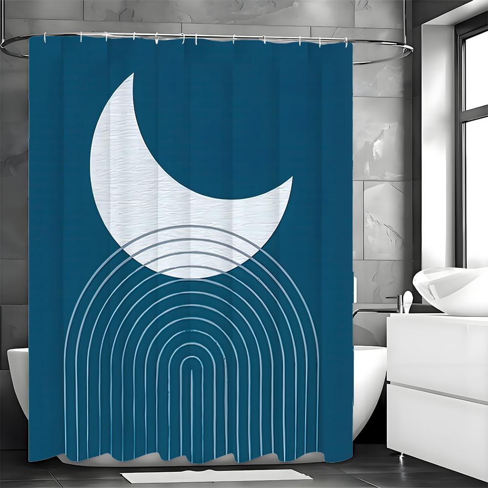 Moon Arch Modern Minimalist Shower Curtain, Bathroom Decorative Shower Curtain, Waterproof Shower Curtain with Hooks