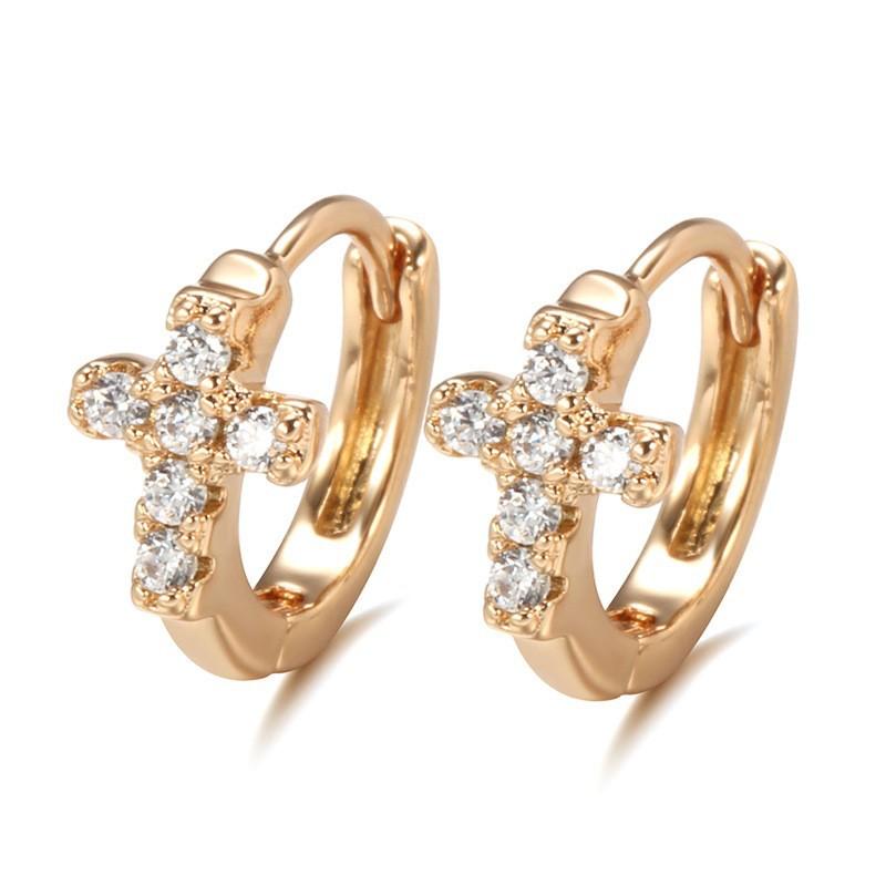 

Temperament cross zircon ear buckle earrings, fashionable personality, small earrings that do not need to be removed when sleeping