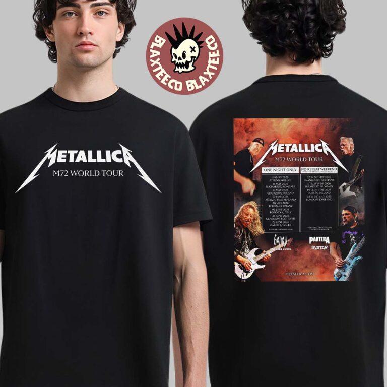 

Metallica Світовий Тур Повертається в Європі 2026 Розклад Дати Туру Двостороння Унісекс Футболка Чоловіки Жінки Оверсайз Бавовна Короткі Рукави L чорний