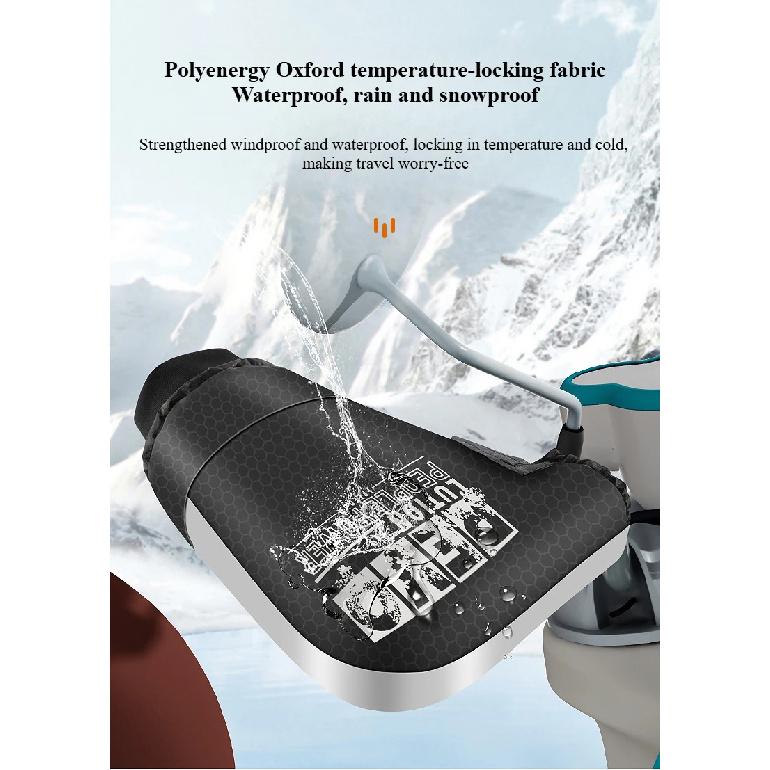 Motorcycle Handlebar Cover 1 Pair  Winter Thermal Gloves Waterproof Handmuffs Windproof Warm Handle Thickened Reflective Strips