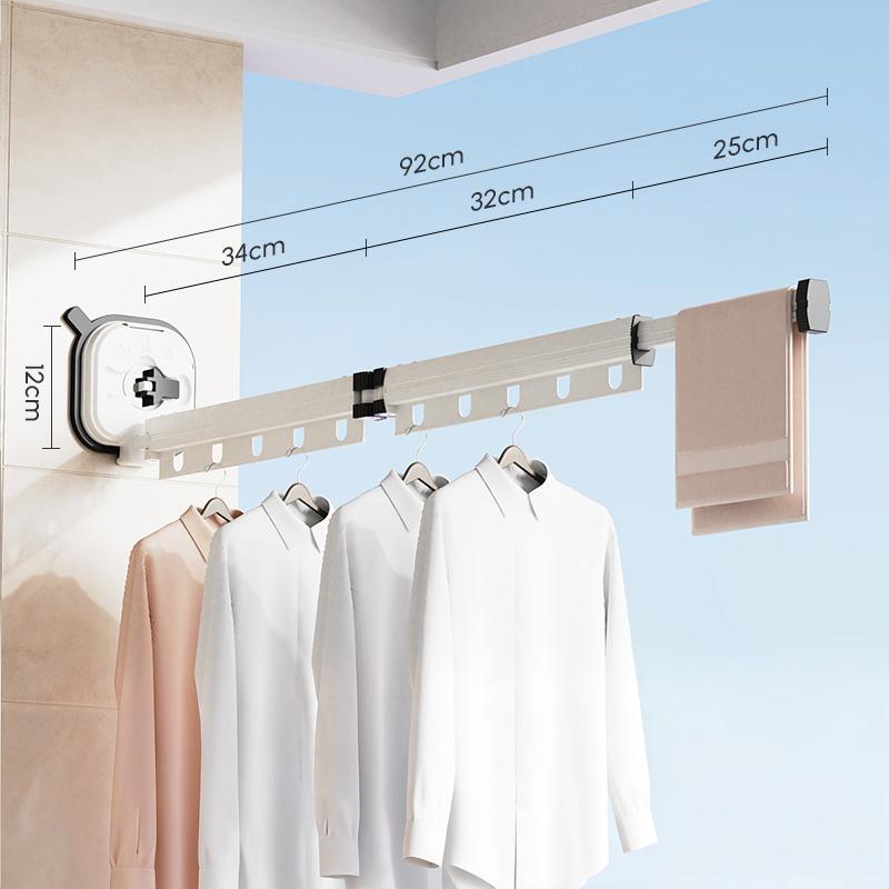 Suction Cup Balcony Folding Clothes Rack, Telescopic Drying, Indoor Drying Artifact, Hidden Clothes Rack, Bathroom Drying Pole