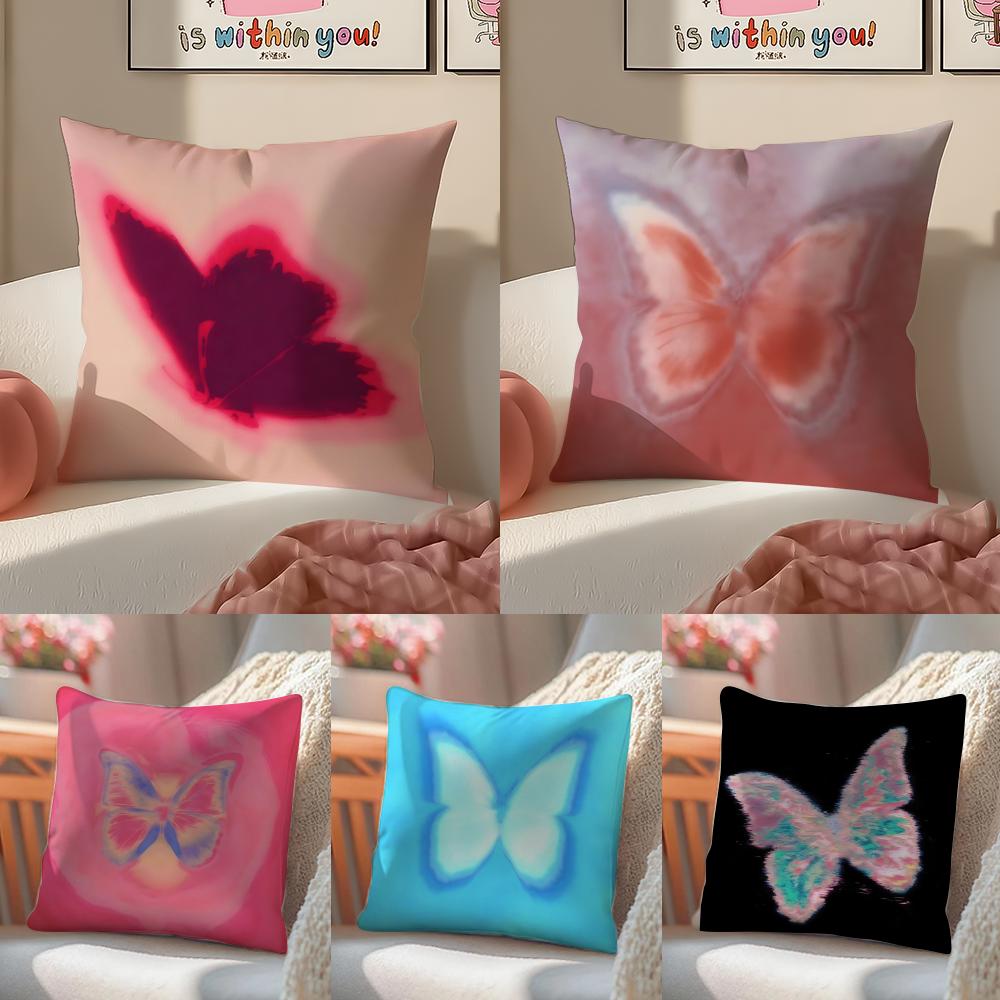 Dreamlike BButterfly Film Dreamy Cushion Cover Pillowcase Short Plush Invisible Zipper Room Sofa Cushion Cover