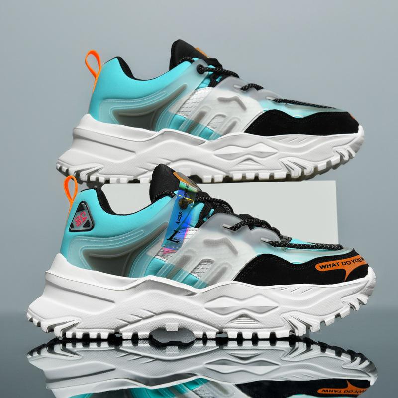 Large size country dad shoes comfortable men's thick soles heightened outdoor breathable casual sports shoes