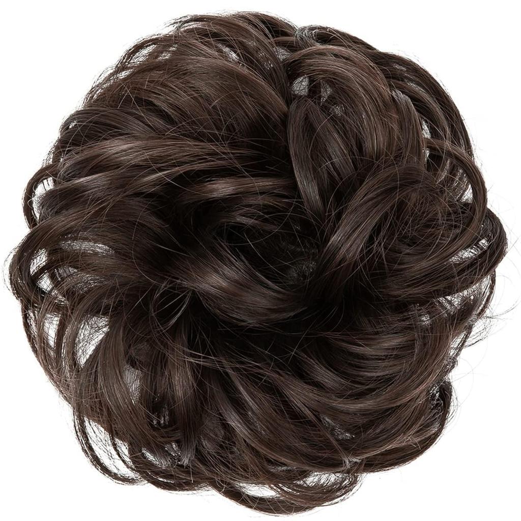 D-DIVINE 1 PIÈCE Chignon Déstructuré Extension de Cheveux Synthétiques avec Élastique (Marron, paquet de 1)