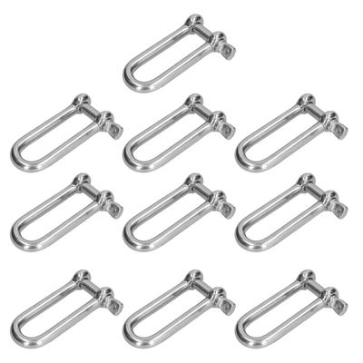 Long D Shackle 304 Stainless Steel Straight Anchor Screw Pin Chain Wire Rope Connector10Pcs M6