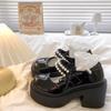 Fashion Beaded Bow Mary Jane Single Shoes Women's Fashion Round Toe Shallow Mouth Slip Strap Platform Non-Slip Low Top Shoes