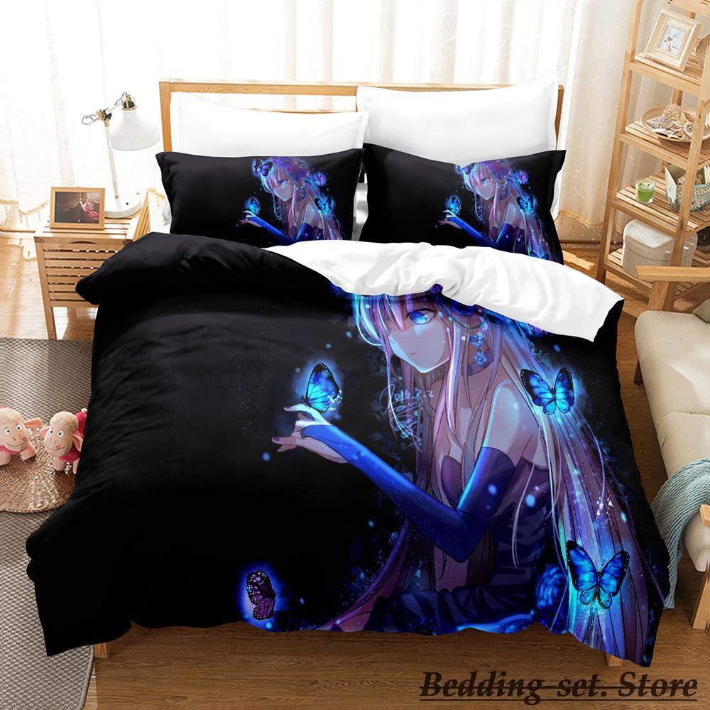 Angel Girl Bedding Set Single Twin Full Queen King Size Bed Set Adult Kid Bedroom Duvetcover Sets Anime Parure De Lit Bed