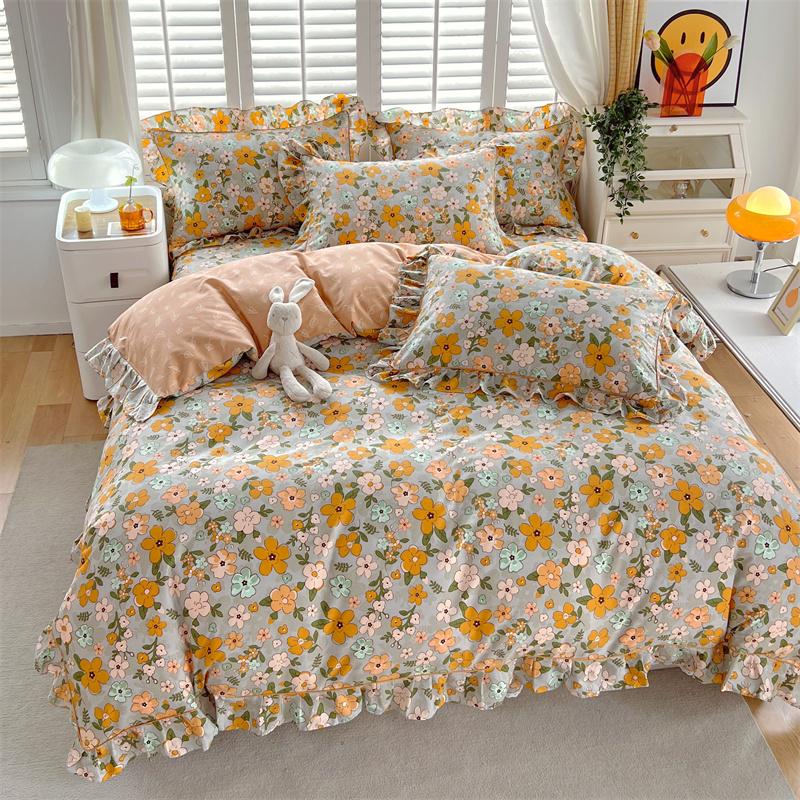 1pc Ruffles Duvet Cover Pure Cotton Comforter Cover Floral Style Bed Covers housse de couette Girls Quilt Cover (No Pillowcase)