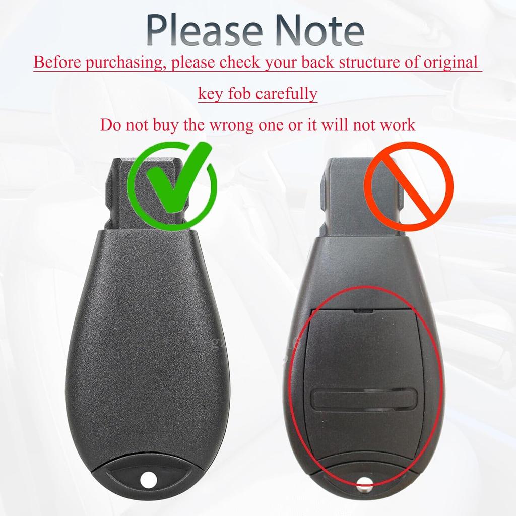 Key Fob Shell Case Replacement Fits for Dodge RAM 1500 2500 3500 Grand Caravan Journey Durango Jeep Grand Cherokee 2010 2011 2012-2017 Keyless Entry