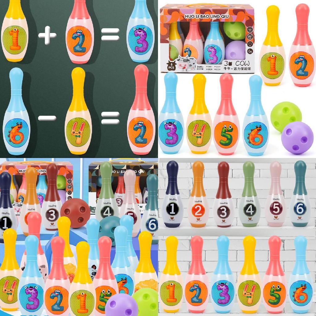 Colorful Plastic Bowling Toy Set With Cartoon-free Design Great For Home Play