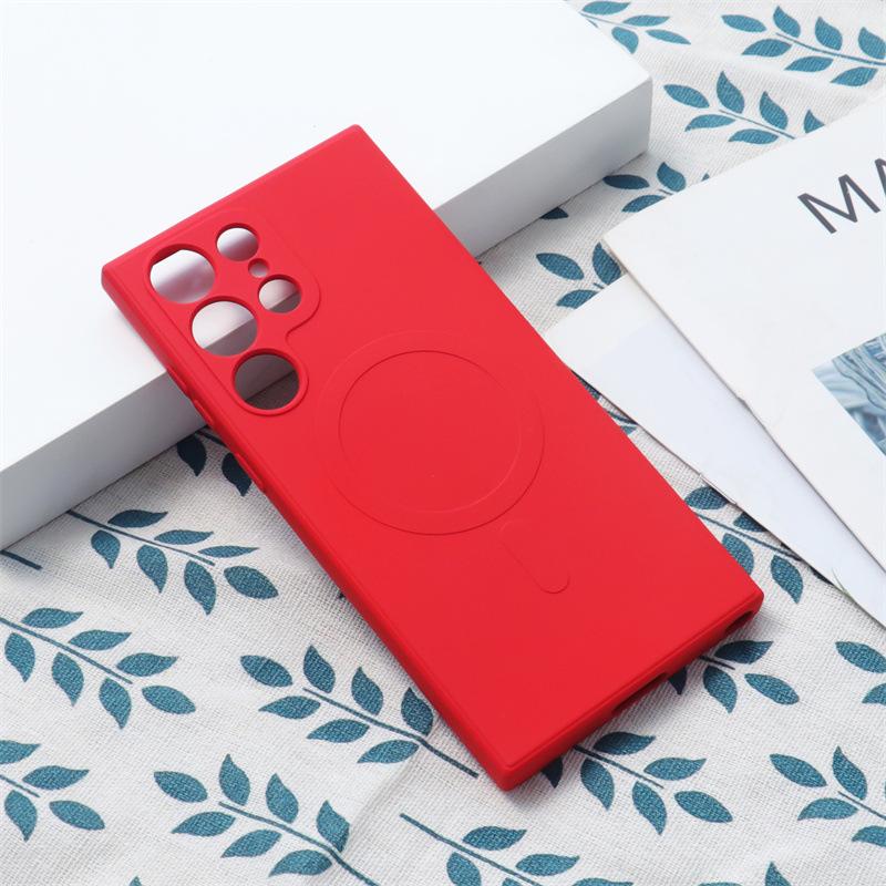 The Samsung S23Ultra Phone Case Is Suitable for The 22plus All-inclusive Shockproof S23u Simple Female Silicone Magnetic Protective Case