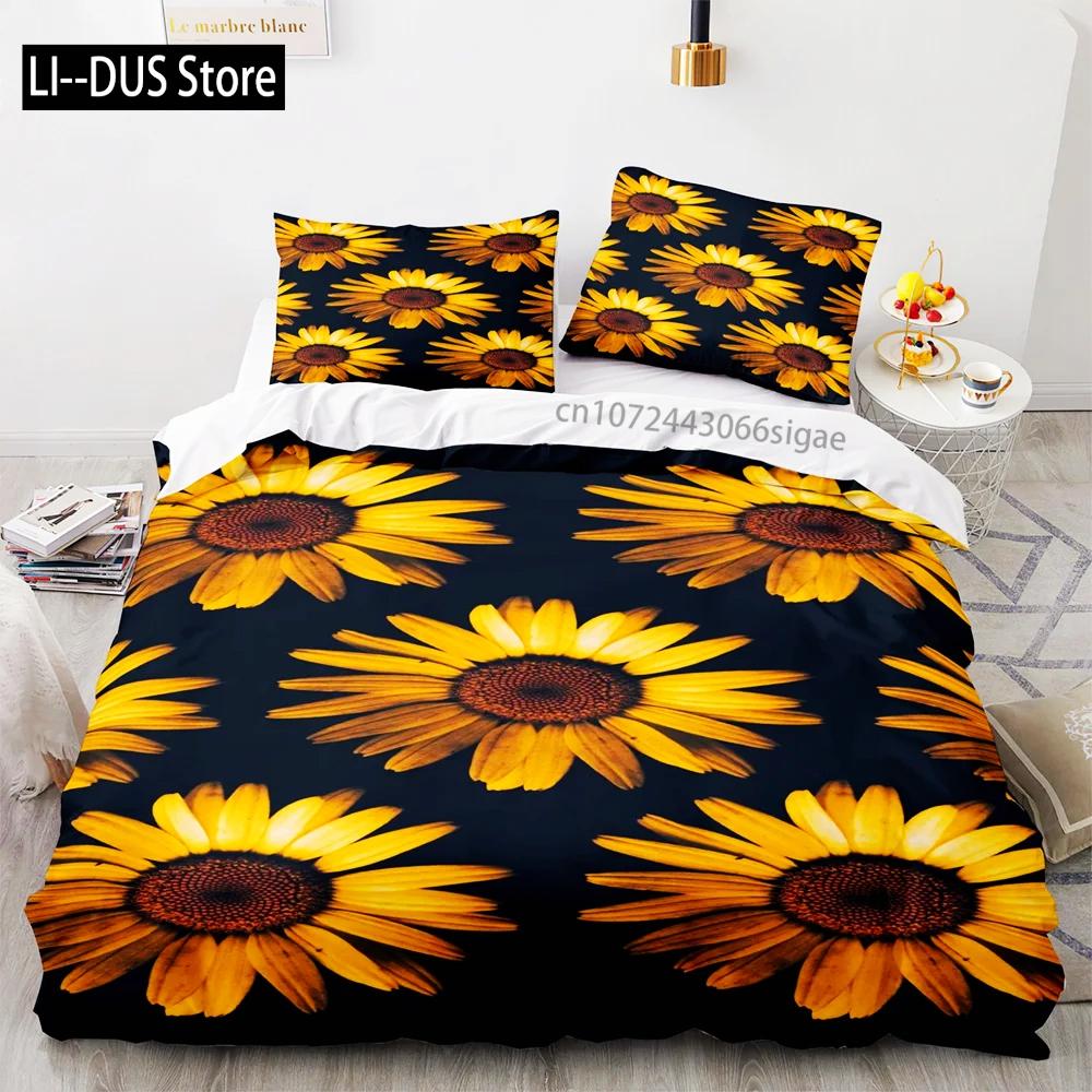 Sun Flower Bedding Set Single Twin Full Queen King Size Sunflower Bed Set Aldult Kid Bedroom Duvetcover Sets 3D Print Women Gift