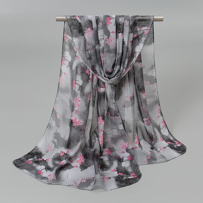 150*50cm New Floral Printed Scarf Women Long Shawl Spring Thin Georgette Hijab Beautiful Flower Pareos Beach Sunscreen Shawl