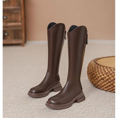 New Autumn Winter Back Zipper 2024 High Quality Fashion Women Knee-High Boots Solid Color Women's Shoes Botines De Mujer