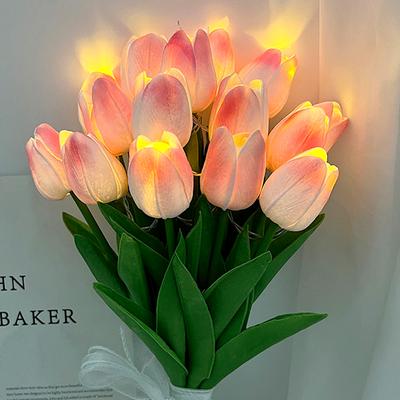 10/15ks Umělé luminiscenční tulipány Používají se k výzdobě rodinné zahrady jako svatební dárek k narozeninám
