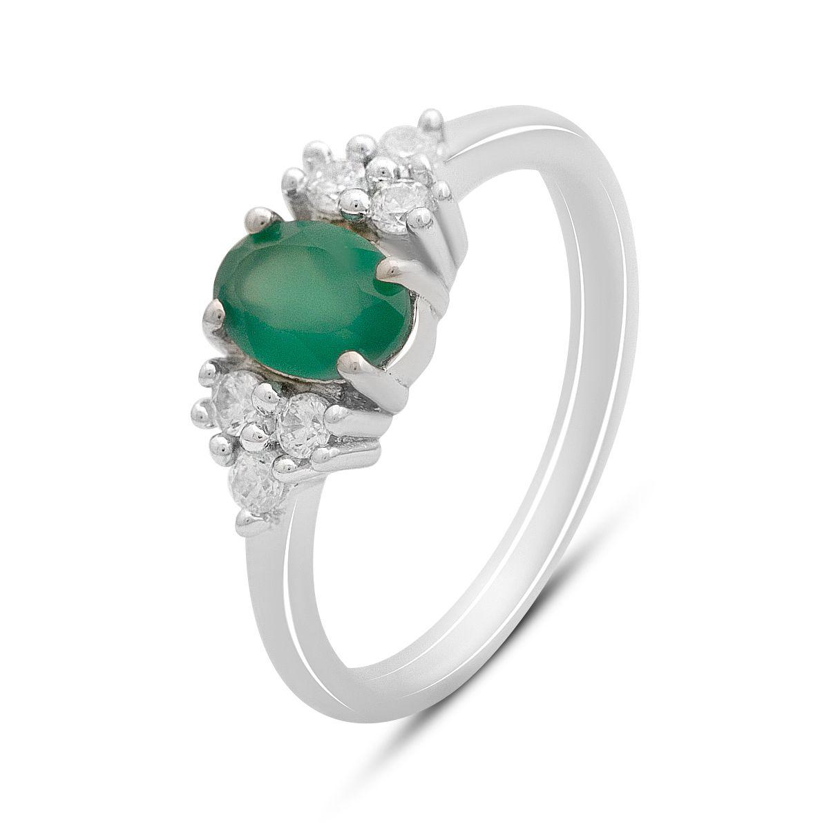 

Silver ring with natural agate 1.035ct, product weight 2.69 g (2171171) 18 смарагдовий