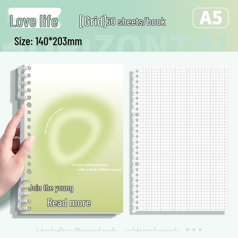 Comfortable Loose-Leaf Student Notebook – Gentle Literary Style, Removable Pages, Hand-Friendly Design