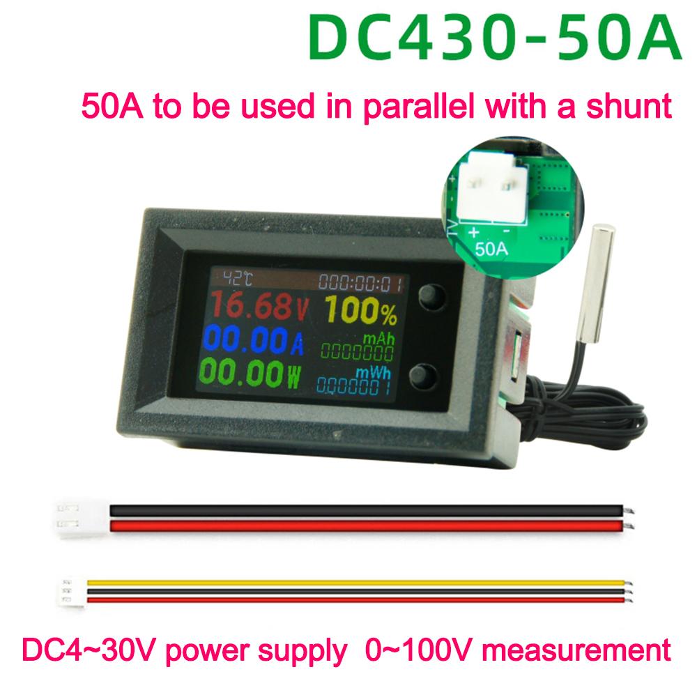 DC 4-30V 10A Digital Voltmeter Ammeter Power Energy Voltage Wattmeter Kwh Temperature Meter Electric Energy Frequency Meter