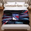New York Rangers Printed Flannel Blanket Custom Name Text Soft Warm Throw For Bedroom Holiday Gift