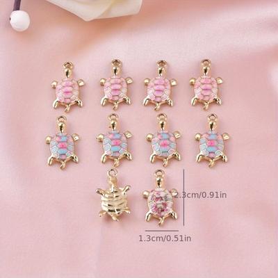 10pcs Ocean Turtle Pendants. Colorful Flower Printed DIY Jewelry Accessories.