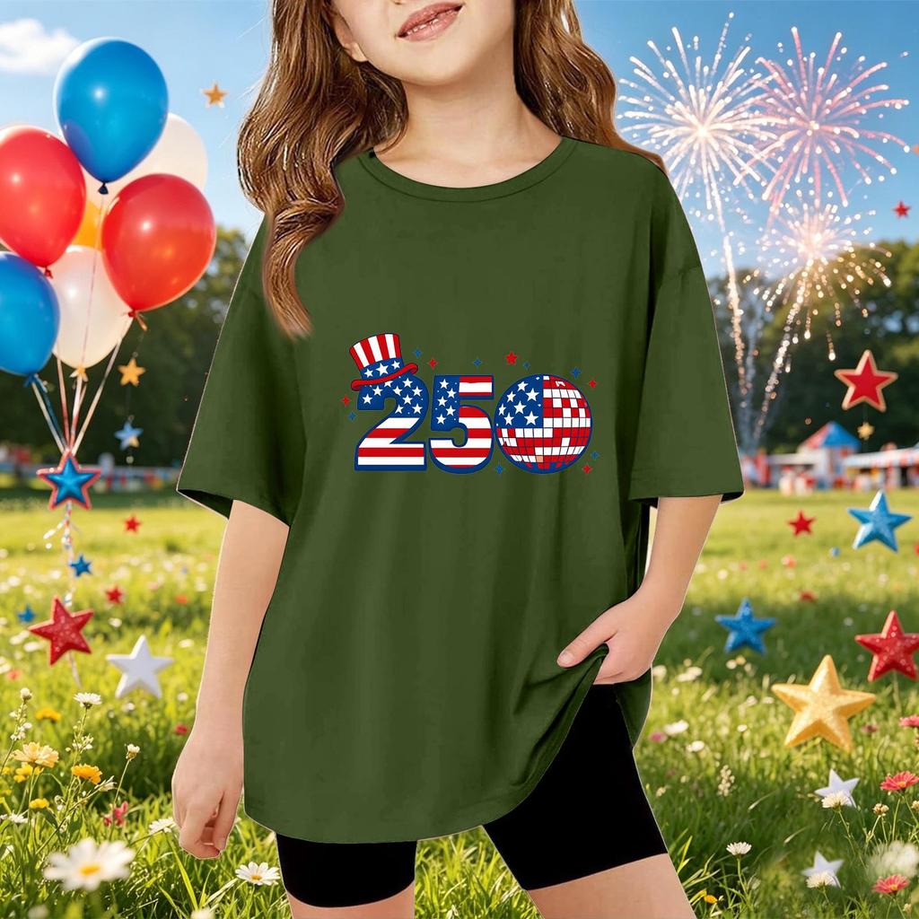 Kids Short Sleeve T Shirt Casual Loose Fit Top Graphic Print 250 Design Comfortable Cotton Blend Fabric Suitable for Everyday Wear