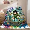 Hunter×Hunter Smart 2D Cartoon Flannel Blanket, Printed Pattern for Couch, Soft Home Decor Travel Throw Mat_LIAN